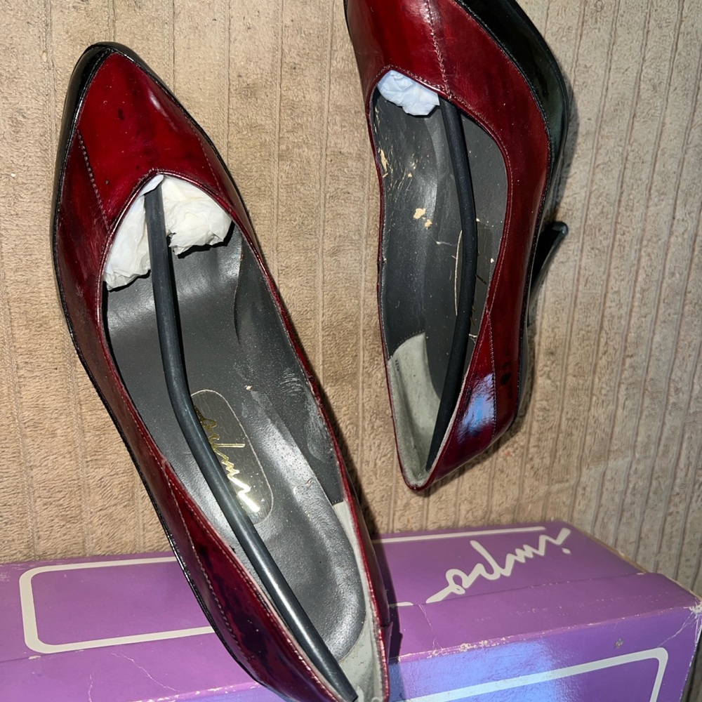 Real eel skin vintage 80s high heel pumps Elegant Red Women's Heels shoes size 5